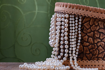 birch bark box with pearl beads