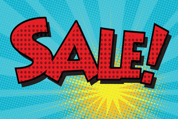 sale pop art retro comic book lettering