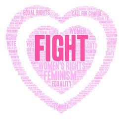 Women's Rights Fight word cloud on a white background. 