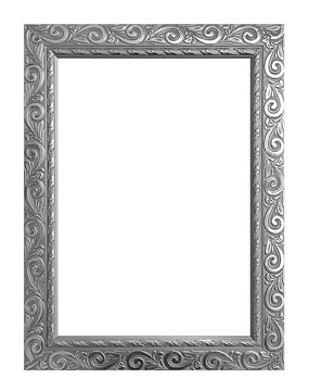 Antique gray frame isolated on white background, clipping path