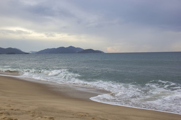 Beautiful view of Caraguatatuba beach, north coast of the state