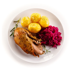 Roast duck fillet and vegetables