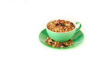 The berries granola isolated on white background.