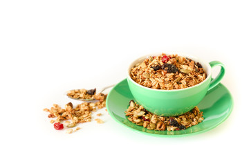 The berries granola isolated on white background.