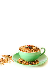 The berries granola isolated on white background.