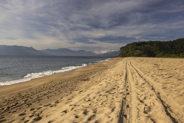 Beautiful view of Caraguatatuba beach, north coast of the state