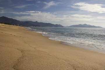Beautiful view of Caraguatatuba beach, north coast of the state