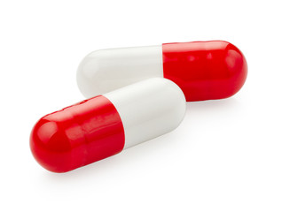 Pills capsules isolated on white background