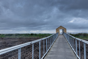 Naklejka premium Gate To Nature. Alviso Marina County Park, Santa Clara County, California, USA.