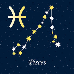 constellation Pisces zodiac horoscope astrology stars night illu