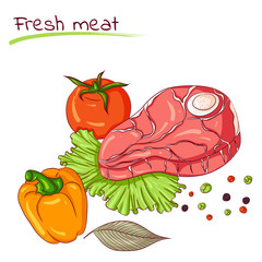 Fresh meat and vegetables