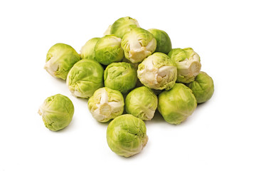 Brussels sprouts on a white