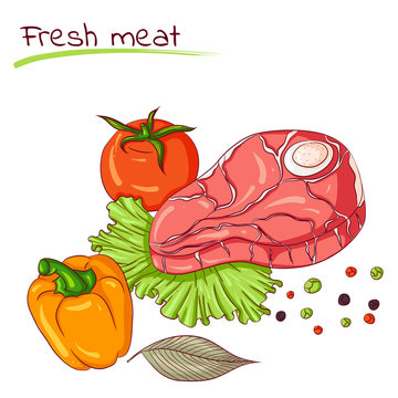 Fresh meat and vegetables