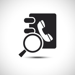 Isolated Search Phonebook. Address Book Flat Web Icon. Vector Ic