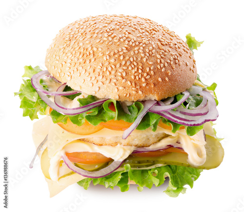 "burger isolated on the white background" Immagini e Fotografie Royalty