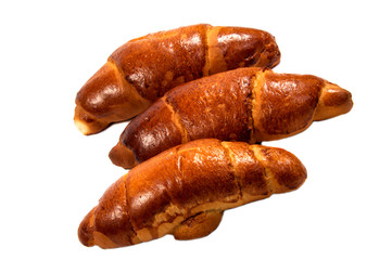 Fresh butter croissant, isolated on white background.