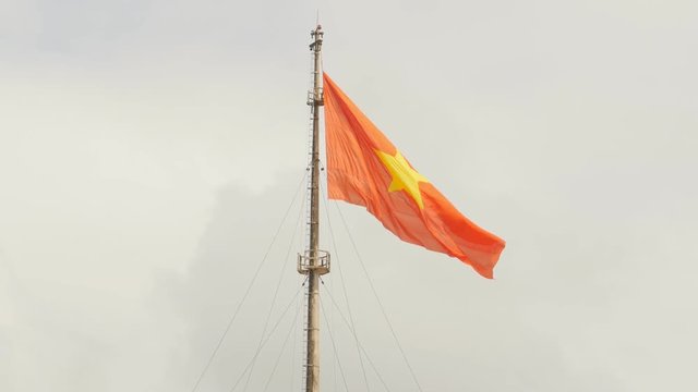 Vietnam flag on flag pole in Hue Citadel