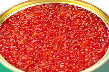 Red caviar in metal can