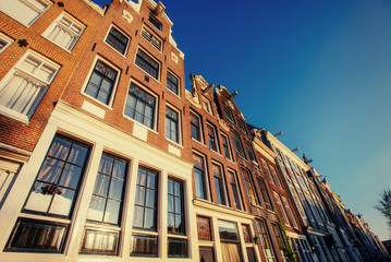 Fototapeta premium Amsterdam - Netherlands .Vulytsya in the historic center of Amst