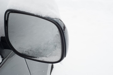 car mirror in snow