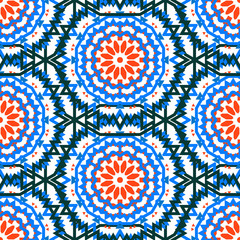 Bohemian pattern with big abstract flowers