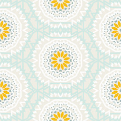 Bohemian pattern with big abstract flowers