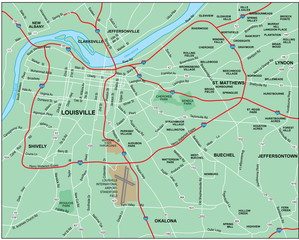 Louisville Metro Area Map with Roads