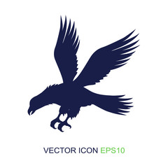 Silhouette of an eagle on a white background. Logo. Side view of an eagle. Vector illustration.