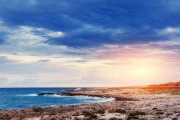 Fantastic view of the nature reserve Monte Cofano. Dramatic scen