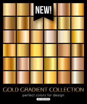 Shiny gold texture, gradient collection. Vector illustration eps 10 format.