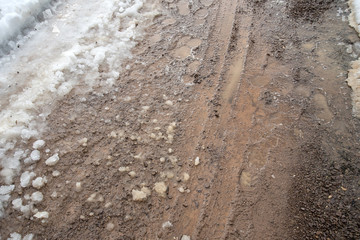 Footprints in the slush