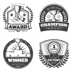 Vintage Sport Prizes Emblems Set