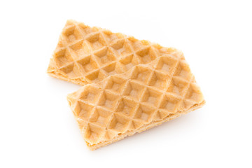 Waffle with crem isolated on white background.