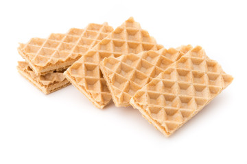 Waffle with crem isolated on white background.