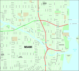Miami City Map with Streets
