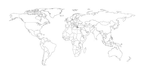 Outline Illustration of the world (with country borders)