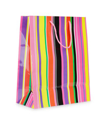 Single colorful striped paper shopping bag