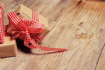 Vintage gift box on wooden background