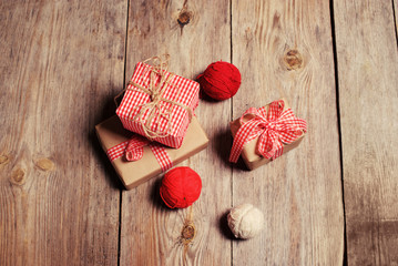 Vintage gift box on wooden background