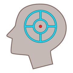 Head silhouette with target inside icon