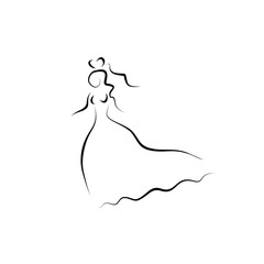 bride vector line illustration