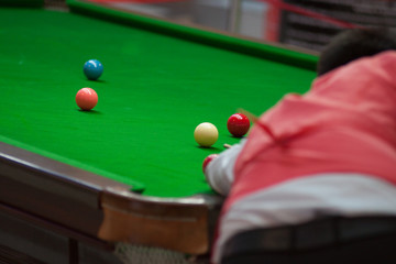 Red Ball and Snooker Player, man play snooker