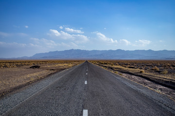 iran desert road mountains
