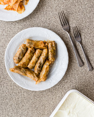 Turkish Dolma Lahana Sarmasi / Cabbage Rolls with yogurt