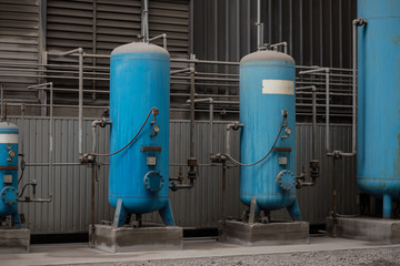 Distillation columns in a factory