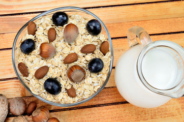 oat cereal with fruit on table