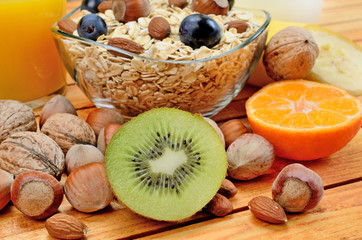oat cereal on table with fruit