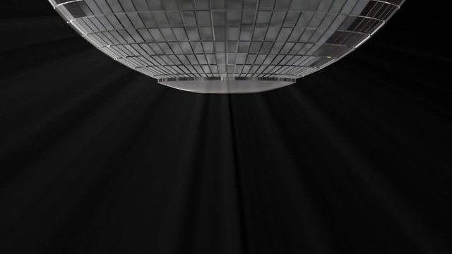 Close-up of the bottom of the silver disco ball with alpha channel