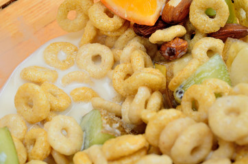 cereal with milk on table