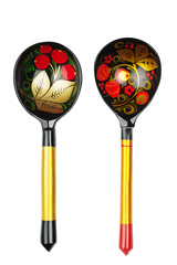 Russian traditional painted spoons on the white background - 137001051